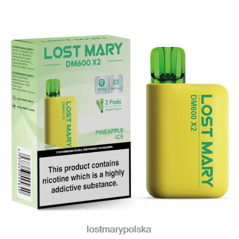 LOST MARY Flavours - jednorazowy waporyzator Lost Mary DM600 x2 lód ananasowy L4FV204