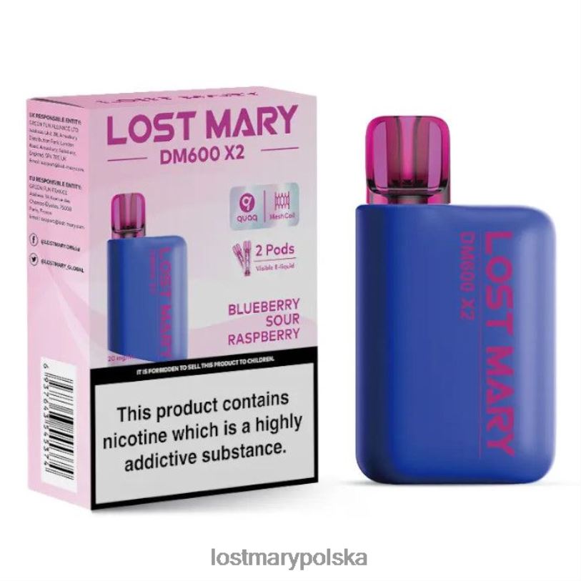 LOST MARY Vape Flavours - jednorazowy waporyzator Lost Mary DM600 x2 jagoda kwaśna malina L4FV202