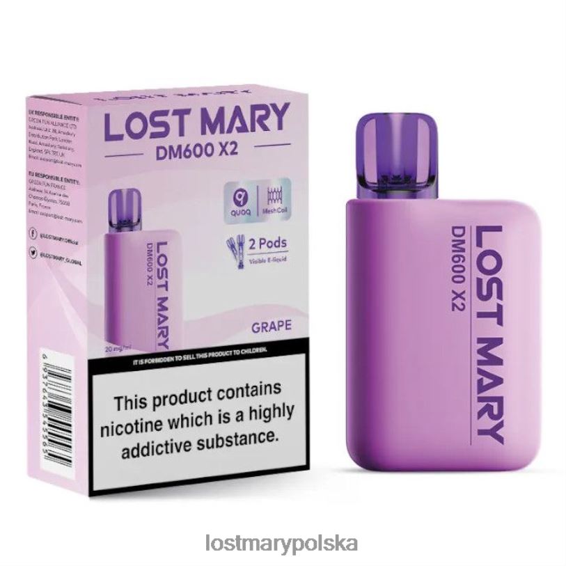 LOST MARY Vape Flavours - jednorazowy waporyzator Lost Mary DM600 x2 winogrono L4FV192