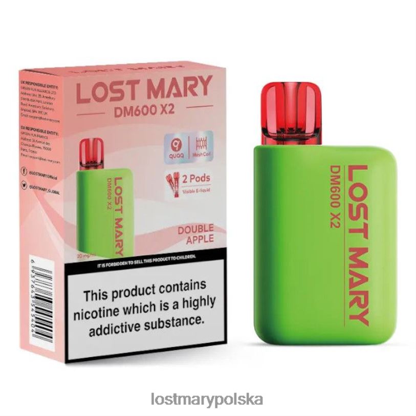 LOST MARY Vape Polska - jednorazowy waporyzator Lost Mary DM600 x2 podwójne jabłko L4FV191